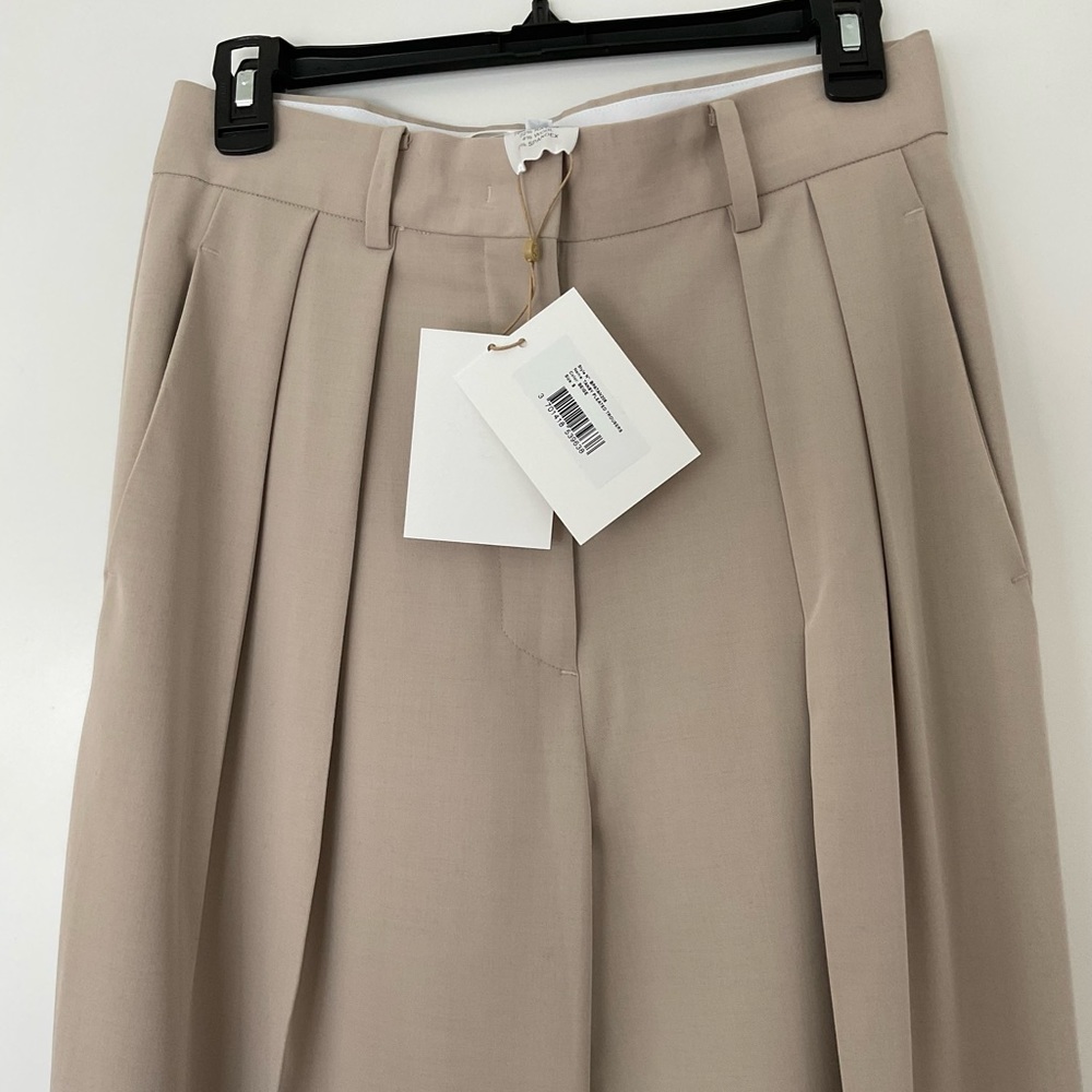 The Frankie Shop Wide-Leg Pleated Trousers — Beige/Taupe - Picture 4 of 7